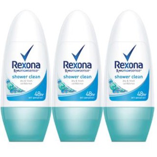 คุ้มสุดๆ REXONA SHOWER CLEAN ขนาด 50ml/ขวด ยกแพ็ค 3ขวด เรโซนา โรลออน ชาวเวอร์คลีน ROLLON RESONA ระงับกลิ่นกาย porn__shop