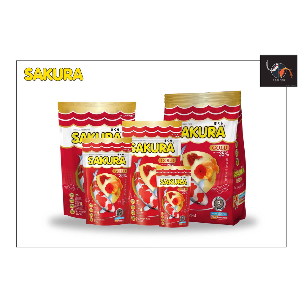 SAKURA GOLD 100 g. (อาหารปลาสวยงาม เร่งสี เร่งโต น้ำไม่ขุ่น)