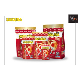 SAKURA GOLD (อาหารปลาสวยงาม เร่งสี เร่งโต น้ำไม่ขุ่น) ขนาด 50g, 100g, 250g, 500g, เม็ด Baby, S, M, L