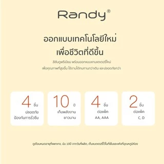 Randy Alkaline Manganese Battery ถ่านอัลคาไลน์ ถ่านไฟฉาย แมงกานีส AA AAA Dแบตเตอรี่ ถ่านความจุสูง