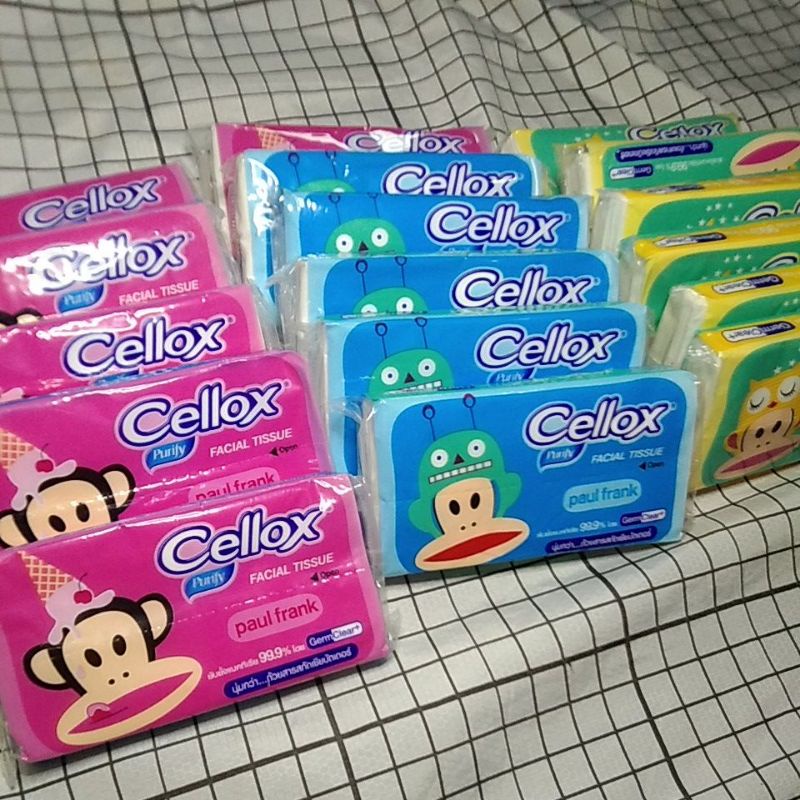 กระดาษทิชชู่ 10เเผ่น ขนาดพกพา cellox ยับยั้งเเบคทีเรีย99.99