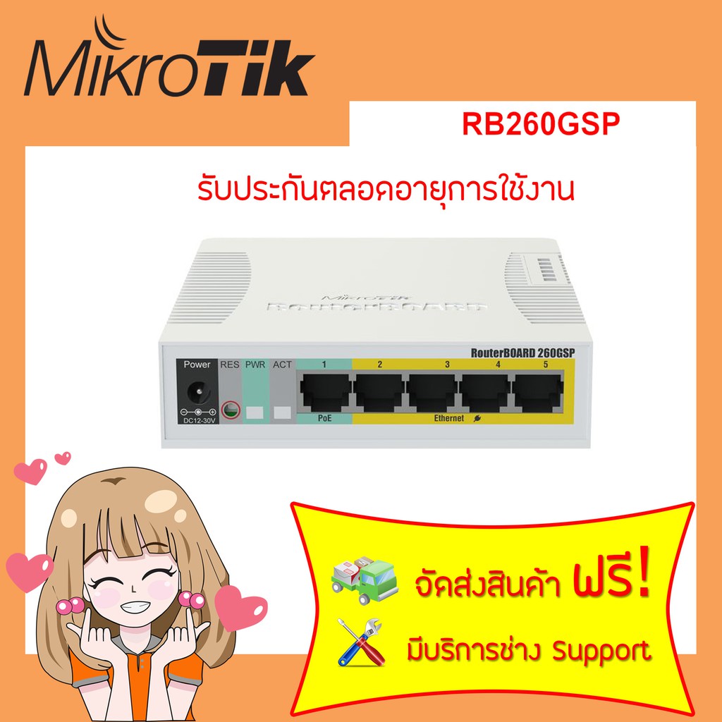 RB260GSP MirkroTik ออกใบกำกับภาษีได้+รับประกันตลอดการใช้งาน ไมโครติคสวิต