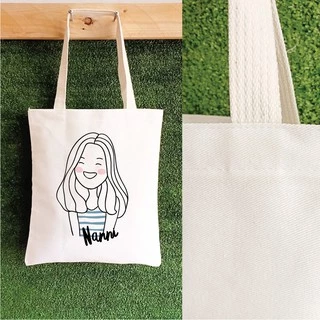 💥กระเป๋าผ้า ถุงผ้า เติมชื่อได้ Name Bags Collection Minimal Girl💥