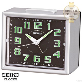 SEIKO นาฬิกาปลุก Quiet Sweep (Snooze) มีไฟ เสียงกริ่ง รุ่น QHK024S - เงิน หน้าปัดดำ (Silver/Black)