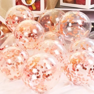 พร้อมส่ง（5ใบ）ลูกโป่งใส confetti 12 นิ้ว มีสีเยอะมาก(ไม่แถมก้าน,ริบบิ้น)