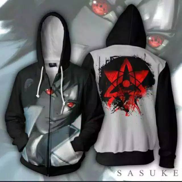 NARUTO SASUKE UCHIHA อะนิเมะผู้ชาย-ผู้หญิง HOODIE SWETER JACKET FULLPRINT COSPLAY-JACKET