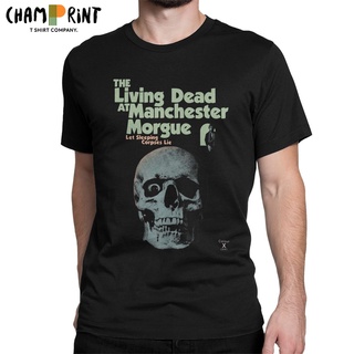 ถูกสุดๆเสื้อยืดแขนสั้นลําลอง ผ้าฝ้าย 100% พิมพ์ลายหัวกะโหลก The Living Dead At Morgue สําหรับผู้ชาย