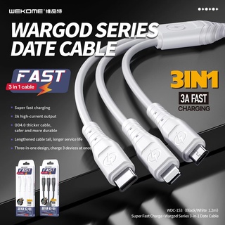 WEKOME WDC-152/153/154 สายชาร์จ Super fast charge 3 A ชาร์จได้ทุกรุ่น ใช้สำหรับ ไลท์นิ่ง / Micro / Type-C พร้อมส่ง