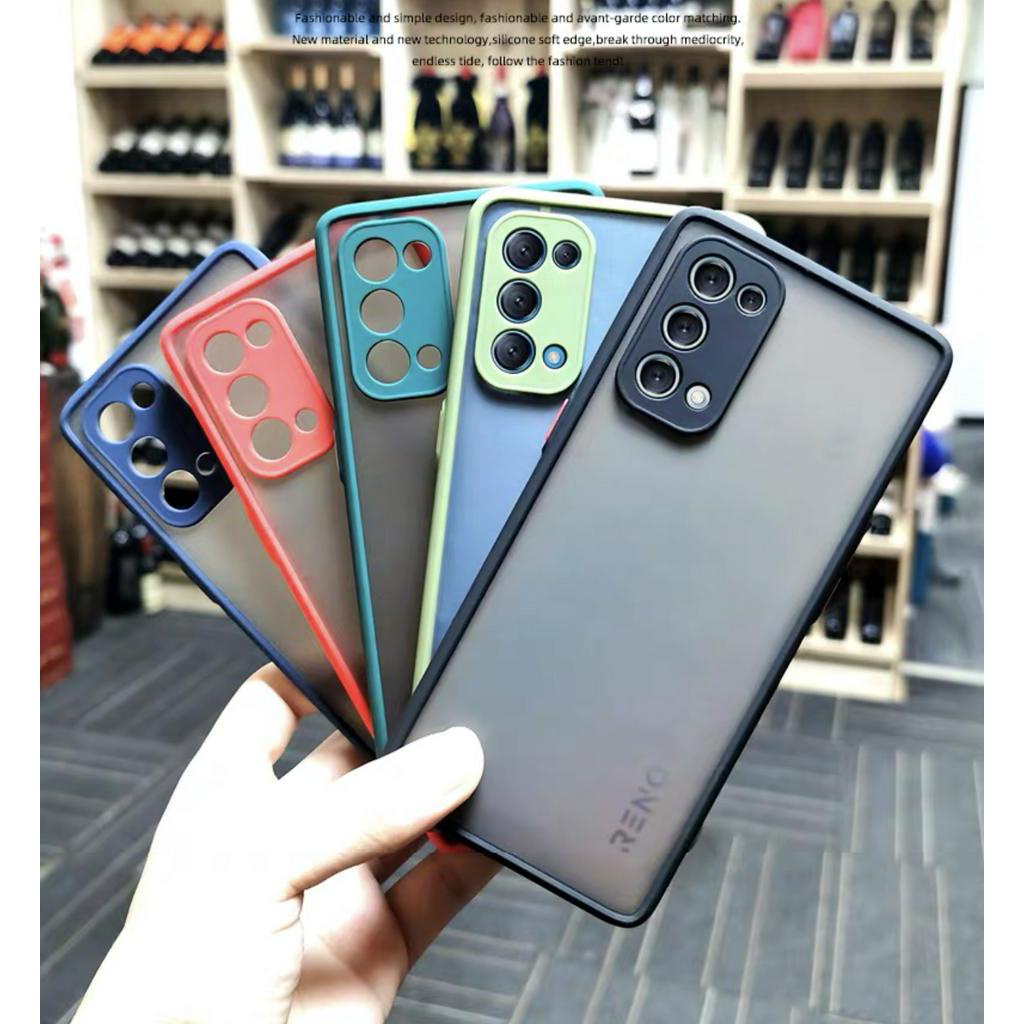 เคสโทรศัพท์ ออฟโป้ Case OPPO Reno5 5G เคสกันกระแทก ปุ่มสีผิวด้าน เคสกันรอยกล้อง ขอบนิ่มหลังแข็ง