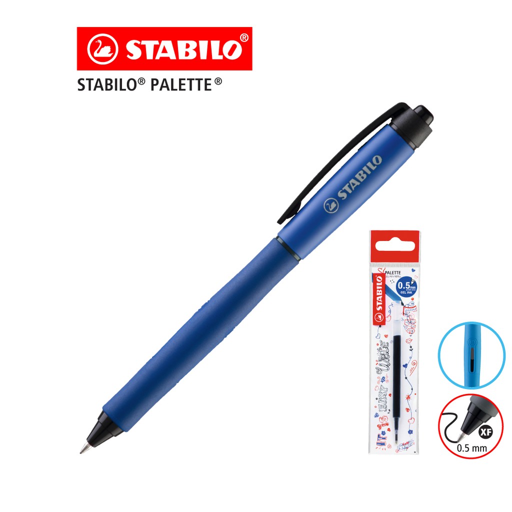 [Official Store] STABILO สตาบิโล Palette ปากกาเจล หัว0.5 mm.  ฟรี ไส้หมึกน้ำเงิน อย่างละ 1 ชิ้น