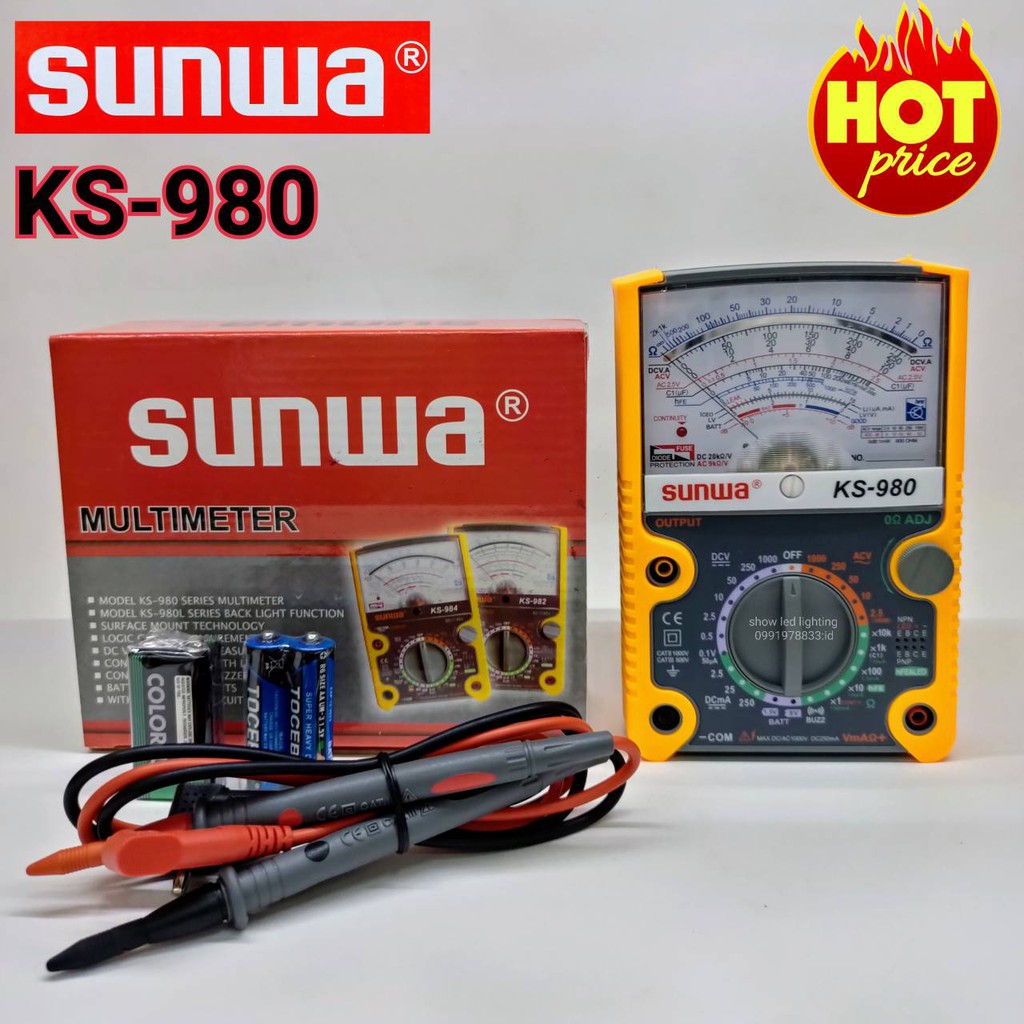 SUNWA รุ่น KS-980  Multimeter มัลติมิเตอร์เข็ม มิเตอร์วัดไฟ มัลติมิเตอร์แบบอนาล็อก