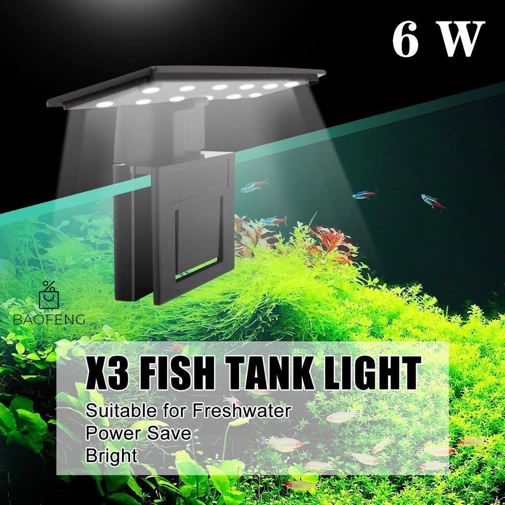 Aquarium Needs 99 บาท A75 โคมไฟในตู้ปลา  LED มินิ สำหรับตู้ปลาขนาดเล็ก กำลังไฟ 6 วัตต์ ,โคมไฟในตู้ปลา (สีดำ) Pets