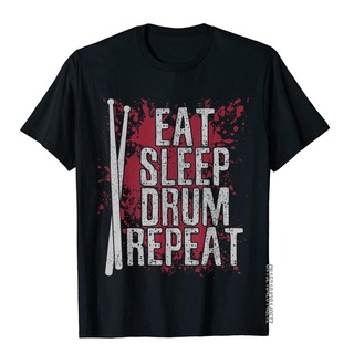 เสื้อยืดผ้าฝ้าย พิมพ์ลายกลอง Eat Sleep Drum Repeat สไตล์ฮิปฮอป สําหรับผู้ชายS-5XL