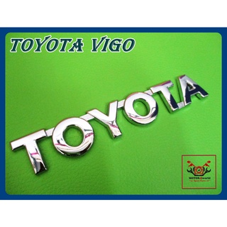 TOYOTA VIGO LOGO EMBLEM "CHROME" STICKER size 15x2.5 cm. // โลโก้ สติ๊กเกอร์ ข้อความ TOYOTA สีชุบ พร้อมกาวติด