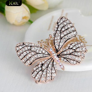 ‴ผู้หญิง Rhinestone Butterfly Pattern เข็มกลัด Pin Evening Party ของขวัญเครื่องประดับ