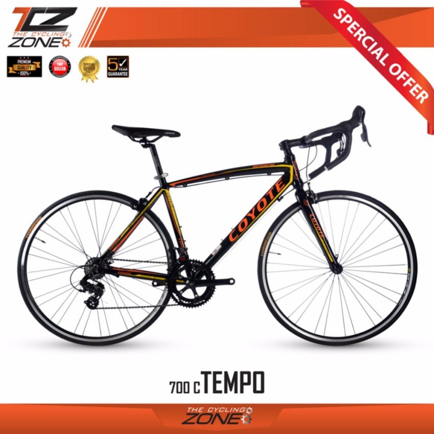 COYOTE จักรยานเสือหมอบ 700C / มือตบ 14 สปีด / รุ่น TEMPO700C (สีดำ/ส้ม)