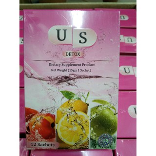 US DETOX 1กล่องมี3 รส (รสแอปเปิ้ล รสเลม่อน รสพีช) ผลิตภัณฑ์เสริมอาหาร ยูเอส ดีท็อกซ์ 1 กล่อง มี 12 ซอง ช่วยให้ผอมใว