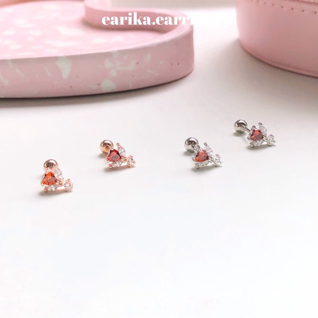 earika.earrings - rosy soul piercing จิวหูเงินแท้จี้หัวใจ เหมาะสำหรับคนแพ้ง่าย
