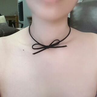 Choker สีดำ หนังผูกโบว์ (ไม่มีจี้)