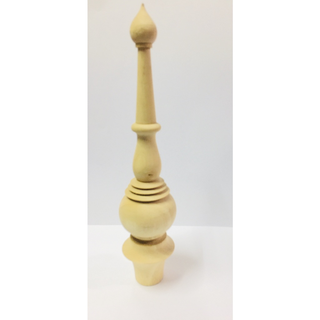 1ชิ้น ยอดไม้กลึง หัวไม้กลึง ยอดไม้สูง 9.0 นิ้ว(23.0cm) กว้าง 2.0นิ้ว(5.0cm) ฐานกว้าง1.0นิ้ว ยอดชฎาฝาชีงานพิธี DIY ตกแต่ง - รูปที่ 4