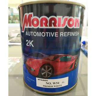 Morrison สีพ่นรถยนต์2K เบอร์ W54(พื้น) MitSubishi Primer White ขนาด1ลิตร พ่นทับหน้าด้วยเบอร์ W54(มุก)