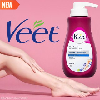 Veet Silky Fresh Hair Removal Cream Touchably Smooth Skin Sensitive Body&amp;Legs 400ml ครีมกำจัดขนสูตรอ่อนโยนพร้อมดูแลผิว