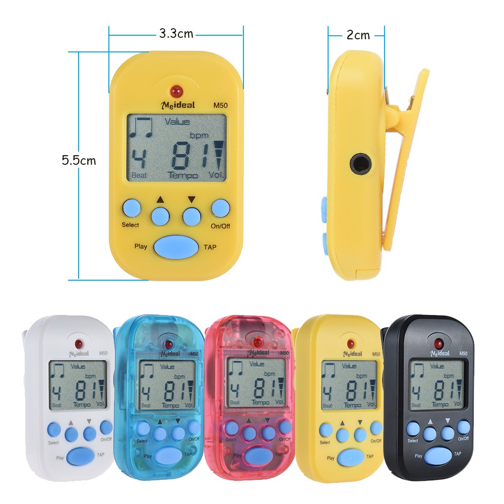 เมโทรนอม เครื่องเคาะจังหวะดิจิทัล แบบมืออาชีพ จอแสดงผล LCD น้ำหนักเบา ขนาดเล็ก พร้อมตัวหนีบ