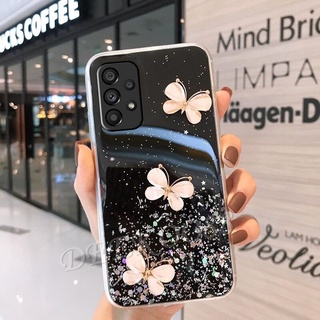 เคส ซัมซุง Samsung Galaxy A73 A23 LTE A13 A03 Core A03S M23 M33 M22 4G 5G Cases Crystal Butterfly Decorated Glitter Gel Shiny Sequins Clear Phone Case Soft Cover SamsungA73 SamsungA23 Smartphone Casing