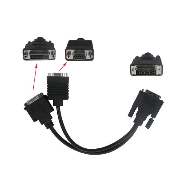 DVI-I 24+5 Dual Link to DVI-D 24+1 Female Splitter Cable + VGA Female