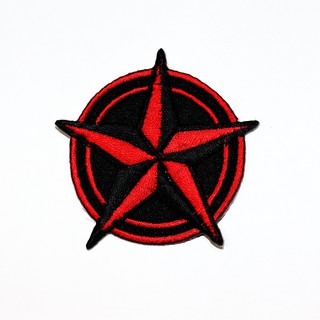 ตัวรีดติดเสื้อ ลายดาว ดาว สีแดง Red Rock Star Patch งานปักตกแต่ง WOP DIY ตัวรีด ตกแต่ง เสื้อ กางเกง กระเป๋า อาร์ม เท่ๆ