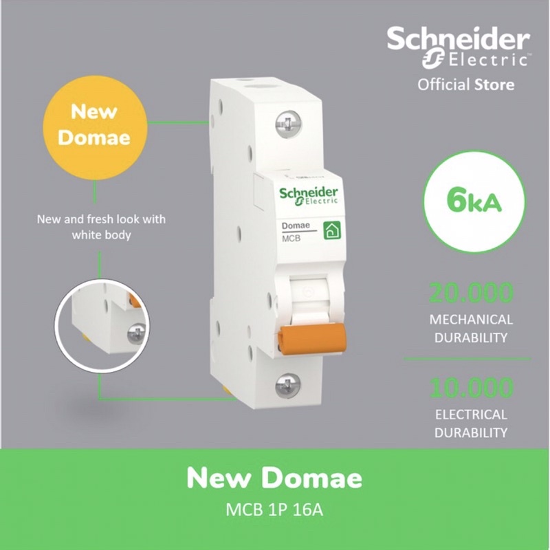 MCB Schneider 16A ใหม่ Domae MCB Sneider 16A MCB Schneider 16 แอมป์