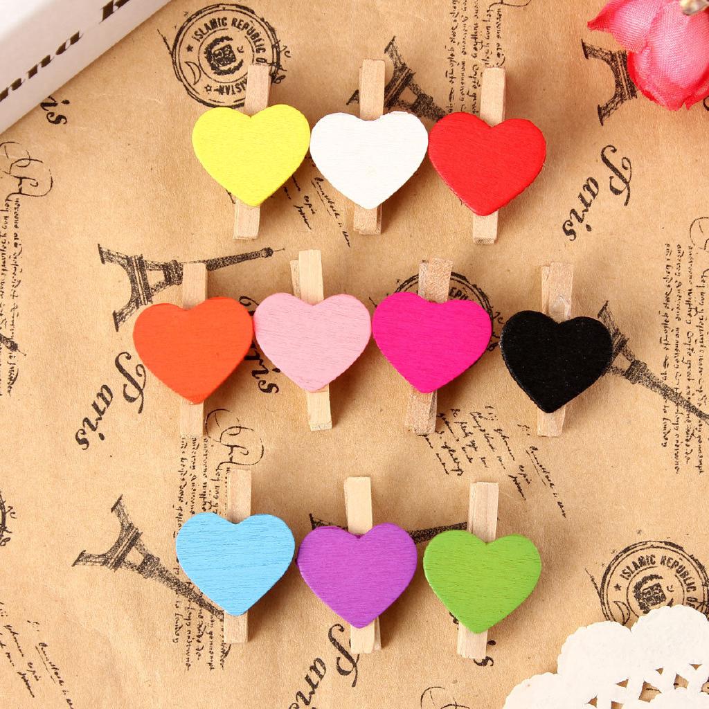 50Pcs Wooden Clips Heart Mini Pegs Clothespin DIY Cute Wedding Decor Crafts