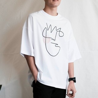 เสื้อยืดคอกลมเสื้อยืดโอเวอร์ไซส์ GURETO : Man (White)S-3XL