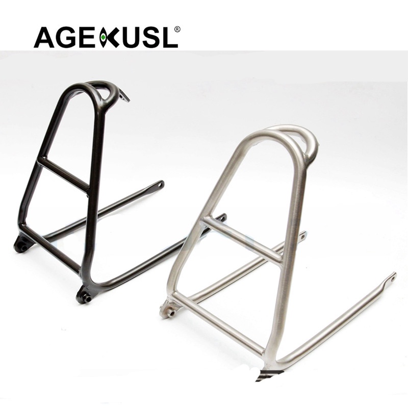AGEKUSL ชั้นวางด้านหลังจักรยาน Easy Wheel Cargo Racks ไทเทเนียม Q Mini Rack ใช้สําหรับ Brompton Pike