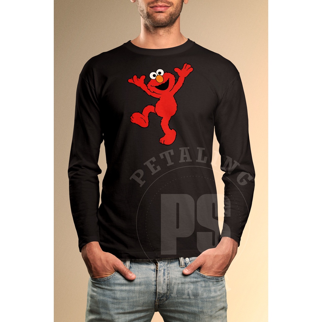 [3 WARNA] เสื้อยืด SESAME STREET ELMO โลโก้แขนยาว / เสื้อยืด UNISEX ผ้าฝ้าย 100% แฟชั่น CLASSIC STRE