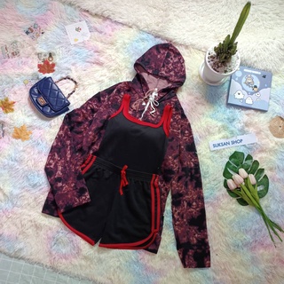 ชุดเชต 3 ชิ้น  เสื้อแขนยาว+กางเกงขายาวผ้าสำลีหนา ใส่ได้ทั้งหญิงชาย