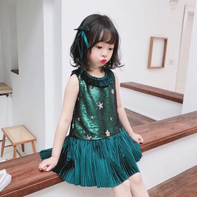 เดรสเขียว ปีกแมลงทับ  กำมะหยี่ / Z79 / 450