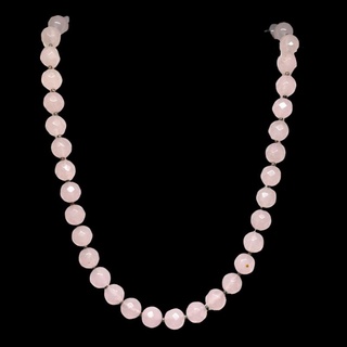 สร้อยคอ หินโรสควอตซ์ เจียระไน Faceted Rose Quartz Round Beads Necklace Handmade Gemstone Jewelry
