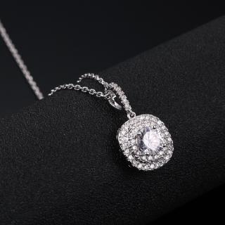 เครื่องประดับคลาสสิกเลดี้ Cubic Zirconia จี้คอเงินพรรคสีหมั้นสำหรับผู้หญิงของขวัญ N610