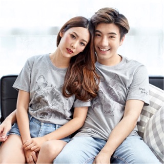 เสื้อยืด Tshirt แขนสั้น ปักลายหมาป่า ผ้านิ่ม COTTON 100%