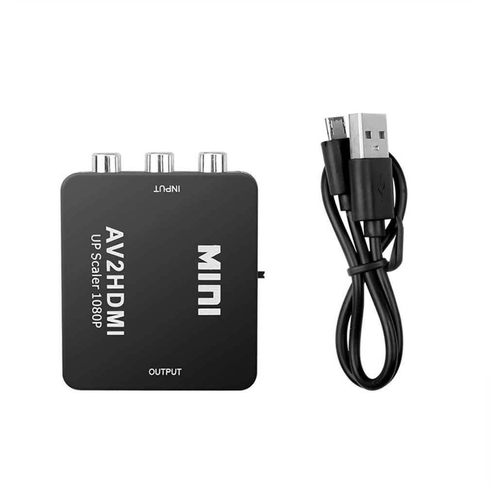 Portable Size Black RCA AV to HDMI compatible Converter /Adapter