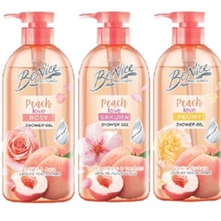 ใหม่!! บีไนซ์ เจลอาบน้ำ พีช เลิฟ ซากุระ /พีโอนี่ /โรซี่ Benice Peach Love Sakura / Peony / Rosy 450มล. เลือกสูตรได้