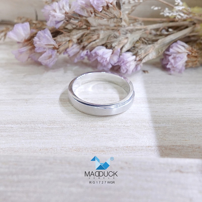 Madduckjewels แหวนเงินแท้ ชุบโรเดียม RG1727WGR แหวนกว้าง 3.5mm