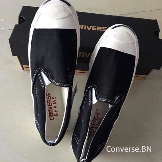 Converse Jack Slip On x Beams สีขาว/ดำ/กรม (พร้อมกล่อง)✅ชำระเงินปลายทางได้
