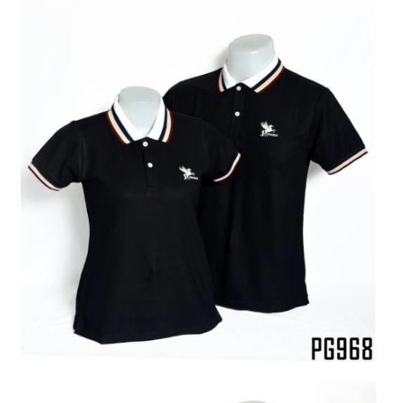 เสื้อโปโลชายหญิงสีดำแต่งปกลาย PG968  ทรงเข้ารูป ใส่แล้วดูดีไม่อ้วน แบบเรียบหรู ผ้านุ่มใส่สบาย ไม่ร้อ