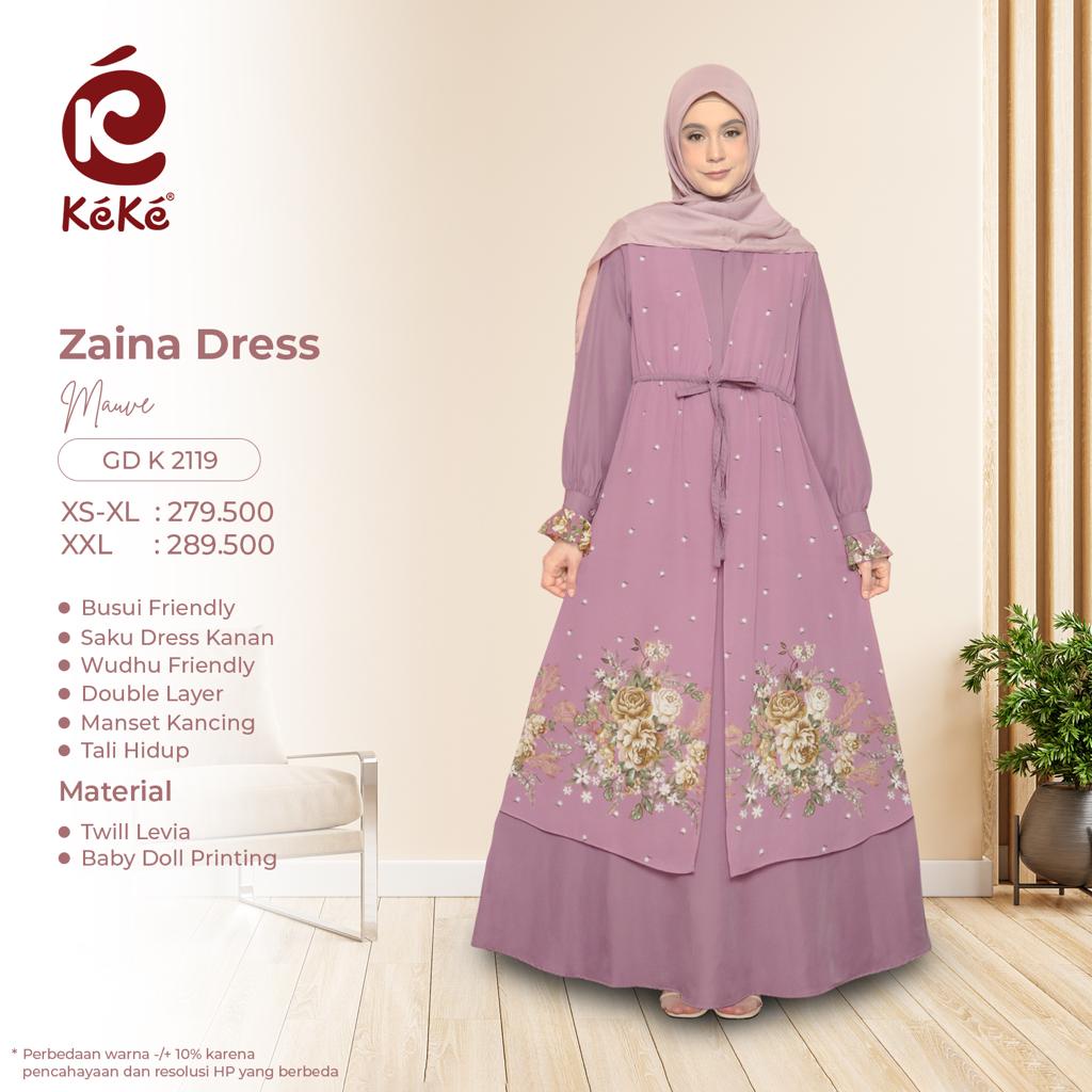 ผู้ใหญ่ Gamis Keke Zaina Dress GD K 2119 MAUVE MILKSHAKE PISTACHIO BLOSSOM สี