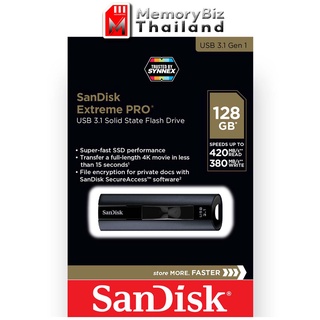 SanDisk Extreme Pro USB 3.1 Solid State Flash Drive 128GB Speed r 420 w 380MB/s (SDCZ880_128G_G46) เมมโมรี่ แฟลซไดร์ฟ