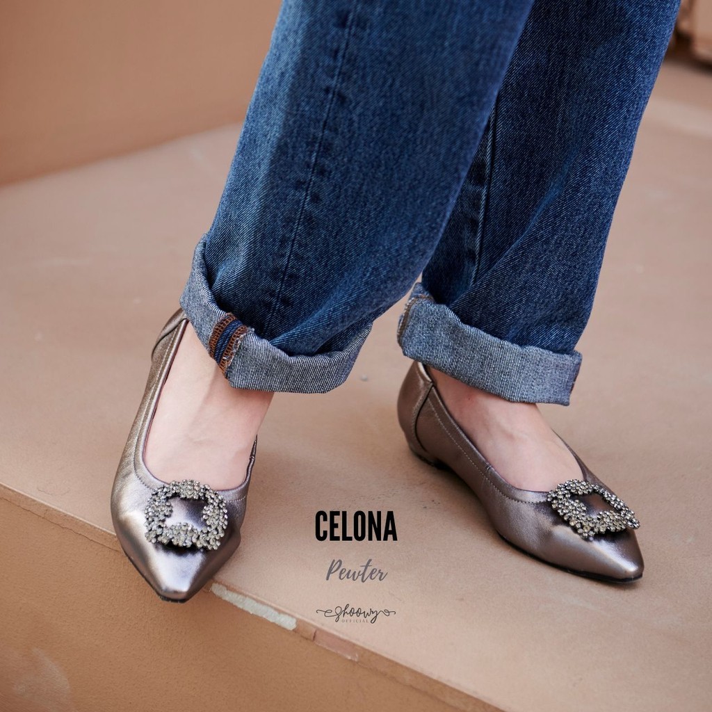 รองเท้าหนังแกะ รุ่น Celona "Pewter color" (สีเทาเมทัลลิค)