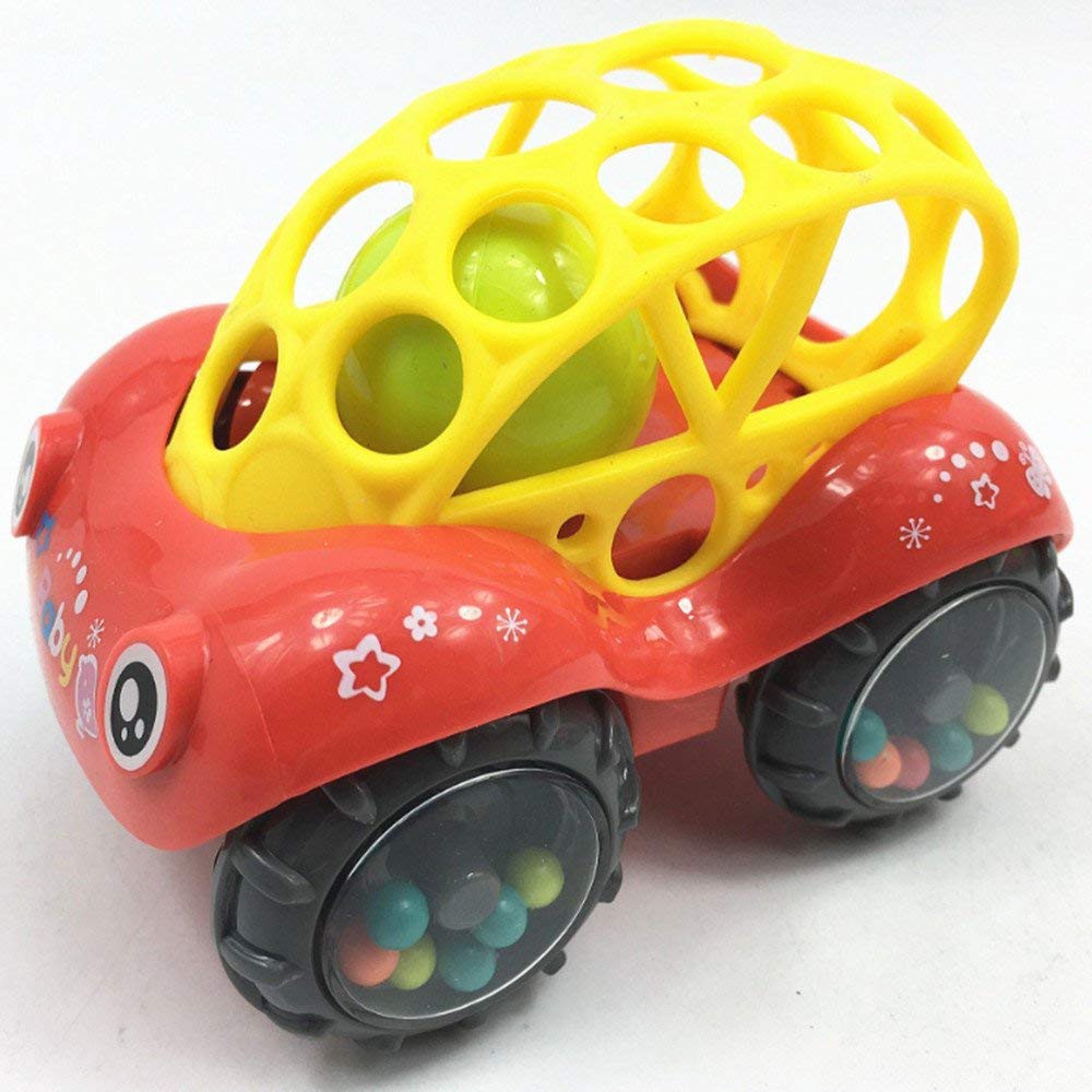2 Pieces Baby Toy Cars Soft Infant Rattle Roll Toy Cars Easy to Grasp ...