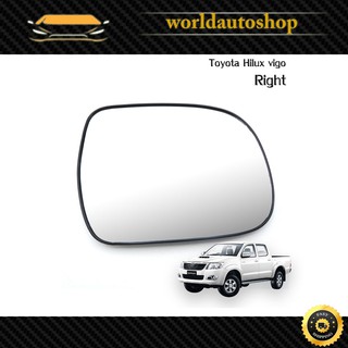 เนื้อเลนส์กระจก เลนส์กระจกมองข้าง ข้างขวา Rh ใส่ Toyota Hilux Vigo Right Wing Side Door Mirror Glass Len Mk6 ปี2005-2014